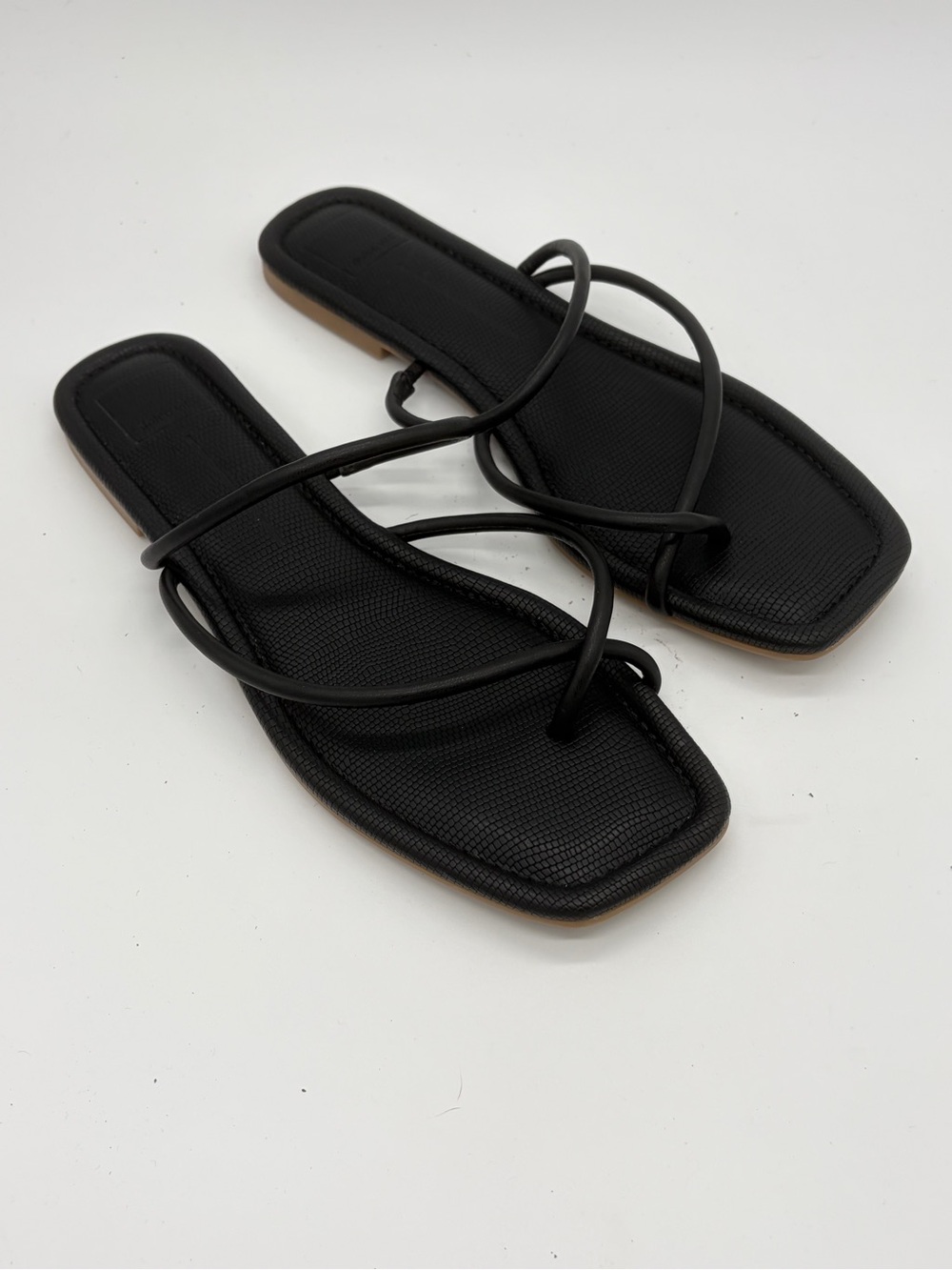 Dolce Vita Black Strappy Square-Toe Slide Sandals